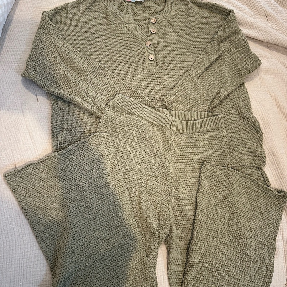 Free people Hailee Sweater Set in Sage / Rosemary Green color